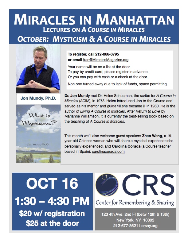 Mysticism & A Course in Miracles lecture 10/16/16