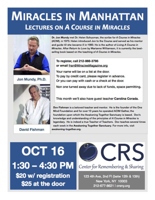 Miracles in Manhattan lecture 10/16/16