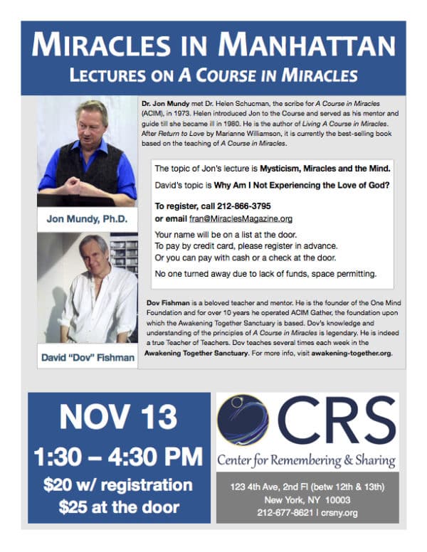 Miracles in Manhattan lecture Nov 13, 2016