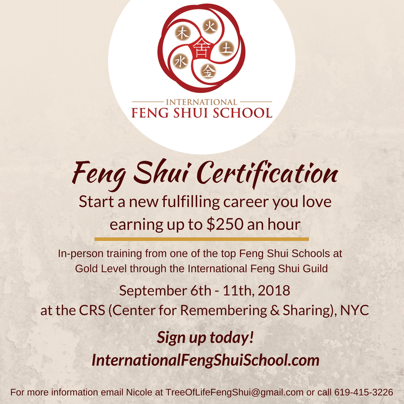 Feng Shui Certification Course starting 9/6/18
